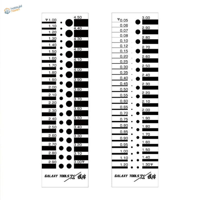 Black and white panel lines measuring gauge chart by Galaxy Tools