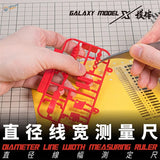 Red plastic galaxy Holes/Panel Lines Measuring Card with panel lines scale template