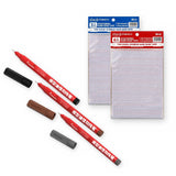 Rescribe & Line Kit: Stedi 3mm and 6mm hard edge scribing tape packs with three fine panel liner pens in black, brown and grey