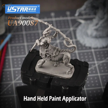 Gray resin warrior on centaur in large figure painting holder