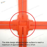 Orange plastic cross-shaped slide base for large model aircraft holder