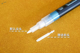 Black and blue lazy master metallic paint markers with white plastic tips featuring pointed and angled tips included as a gift