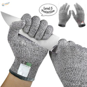 Level 5 HPPE anti cut gloves, gray textured woven fabric design