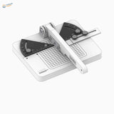Liang angle cutting station with white plastic trimmer and black guides