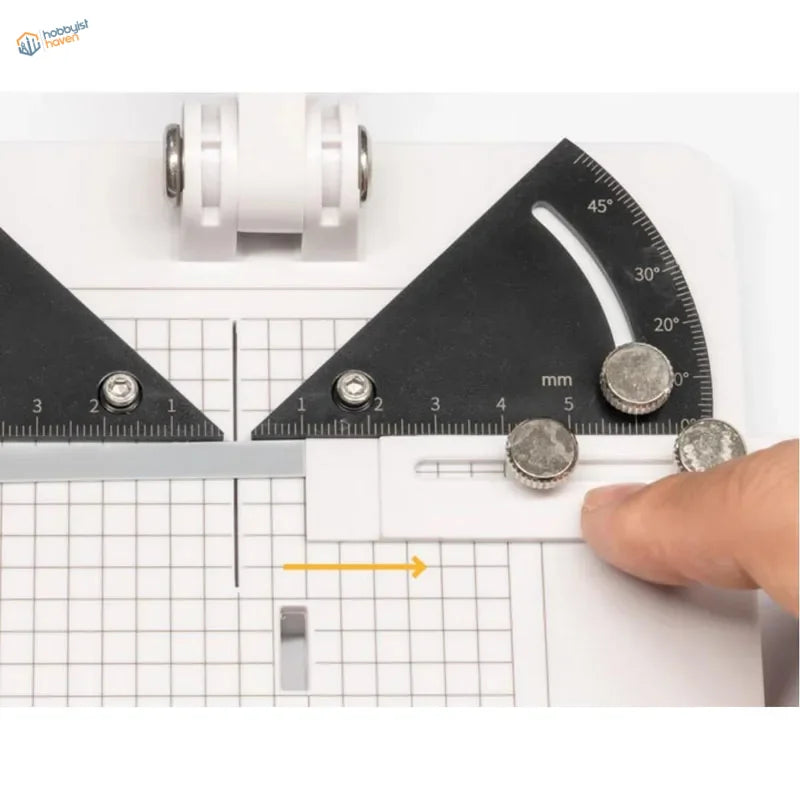 Liang angle cutting station black triangular ruler with magnetic strip