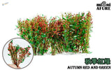 Autumn long shrubs for dioramas with red berries, green foliage, scale modeling