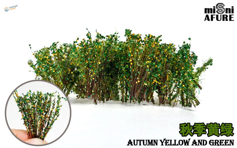 Autumn long shrubs in yellow green for scale modeling dioramas