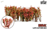 Deep autumn red long shrubs with blossoms for scale modeling dioramas