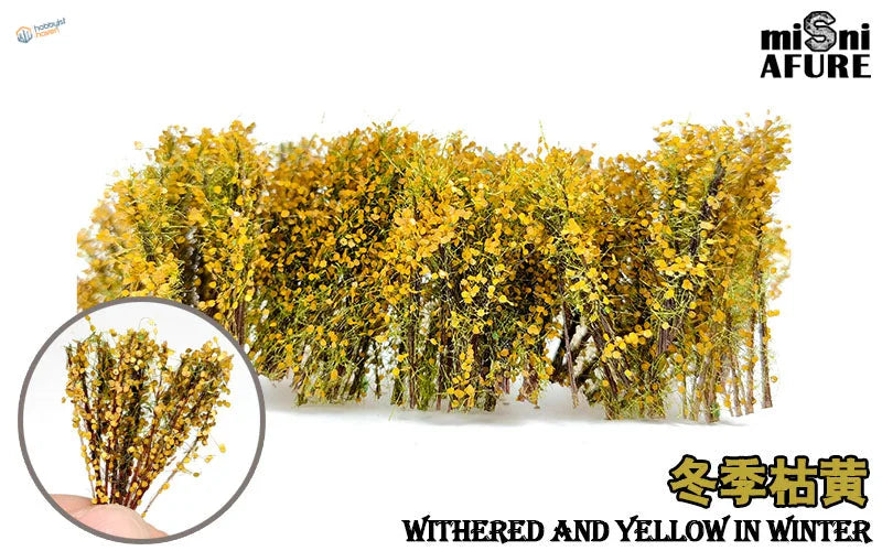 Yellow withered foliage bundle of Long Shrubs for scale modeling dioramas