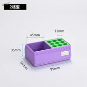 Purple glue holder with green silicone grid for scale modeling glue bottles