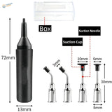 Manual suction pen with 72mm black plastic applicator and interchangeable metal tips