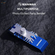 Manwah multi-functional compact photo etched bender in blue and silver with textured knob for precision hobby tools