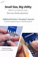 Manwah multi-functional compact photo etched bender blue and silver tool with serrated blade for scale modeling tools