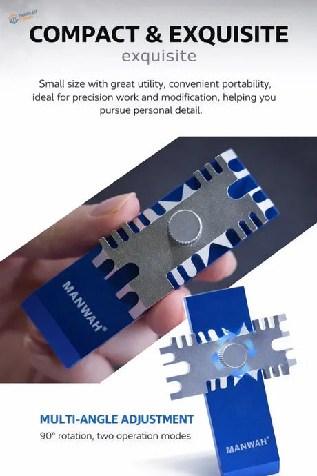 Blue and silver Manwah multi-functional compact photo etched bender with central rotating knob for precision hobby tools