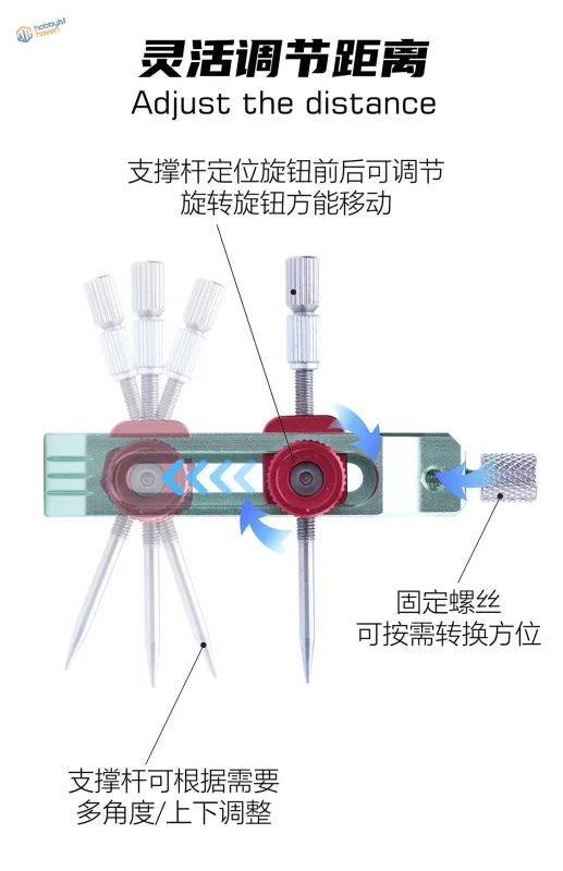 Manwah symmetrical scribing guide tool with transparent body, red knobs, and metallic pins for precise symmetrical scribing