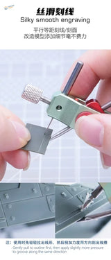 Manwah symmetrical scribing guide tool metallic engraving tool with textured knob and red accents for precise scribing