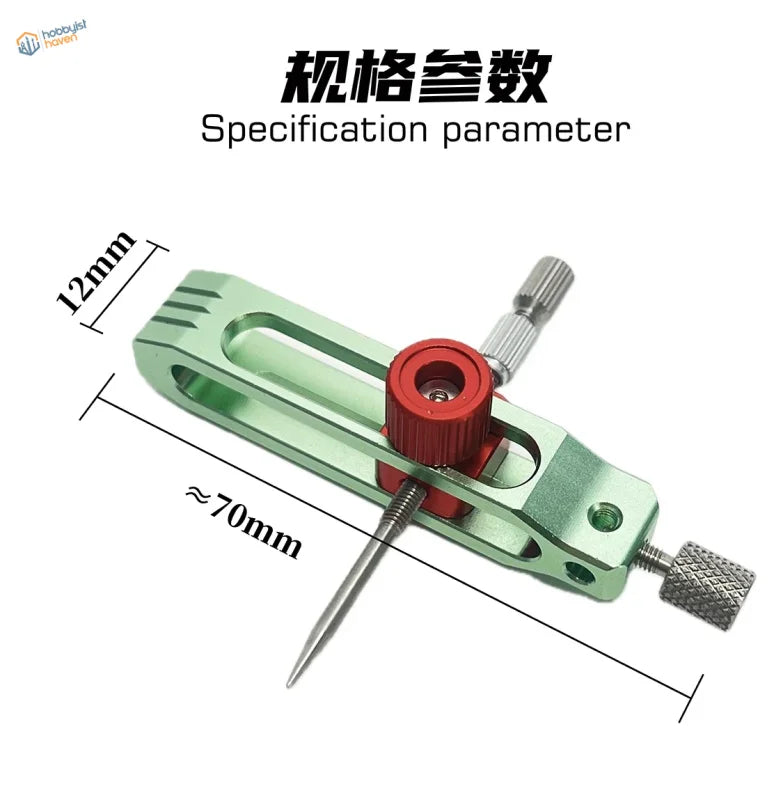 Manwah symmetrical scribing guide tool metal scribing guide with green and red finish pointed tip and adjustable screw mechanism