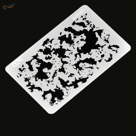 Silver rectangular stencil with black camo for streaking effects in scale modeling