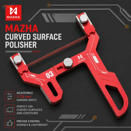 Red mazha t0003 polishing tool with adjustable sanding width and metallic knobs for curved surface polishing