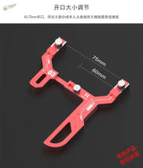 Red aluminum alloy mazha t0003 polishing tool with white circuit etchings and silver knobs holds sanding strips