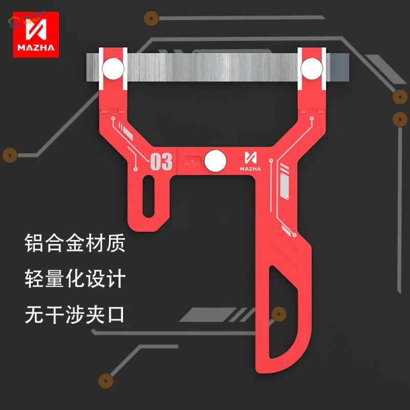 Red and silver mazha t0003 polishing tool with sleek aluminum alloy design holds sanding strips for curved surfaces