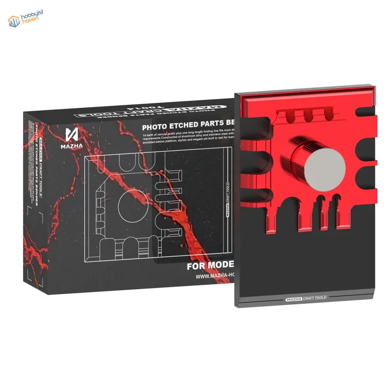 Red photo etched aluminum and stainless steel station platform parts bender tool set for model building tools in scale modeling