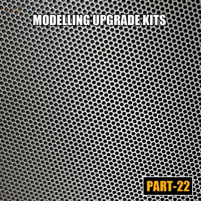 Black and silver perforated metal mesh for Gundam models