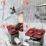 Silver metal rod bender gauge with engraved scale and clear ruler