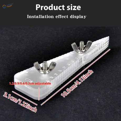 Transparent plastic ruler with wing nuts on metal rod bender scale