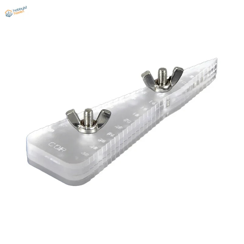 Clear plastic ruler with silver wing nuts on Metal Rod Bender with Scale