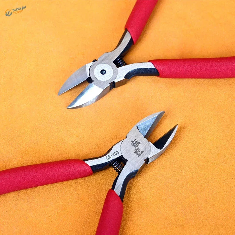 Red-handled cutting pliers for metal rods wire with silver blades