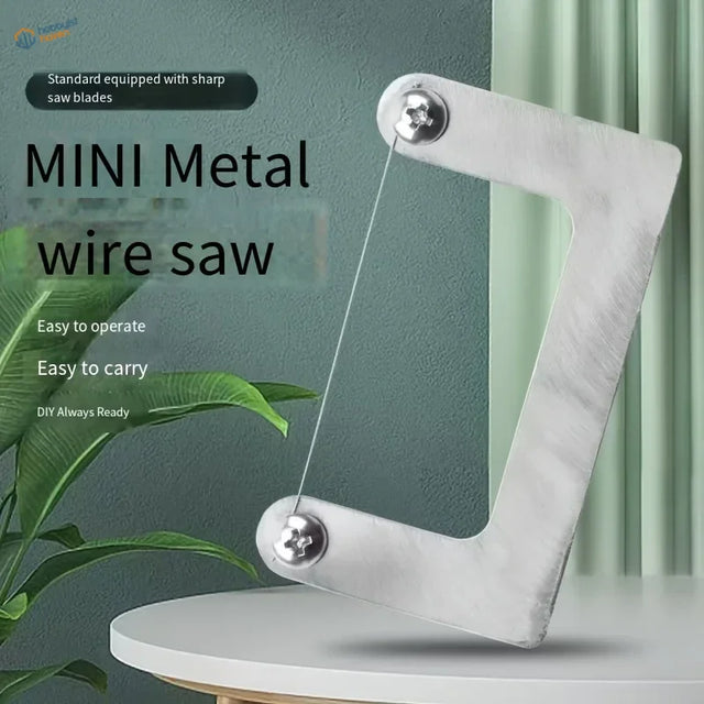 Silver mini wire saw with sharp taut metal blade designed for scale modeling tools and model building tools