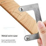 Mini wire saw with silver metal l-shaped frame and sharp blade for precise scale modeling and model building tools