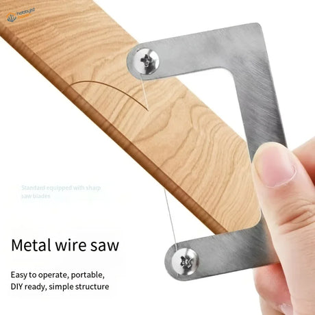 Mini wire saw with silver metal l-shaped frame and sharp blade for precise scale modeling and model building tools