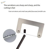 Silver metal mini wire saw with sharp serrations and thin wire blade for precise scale modeling tools and model building tools