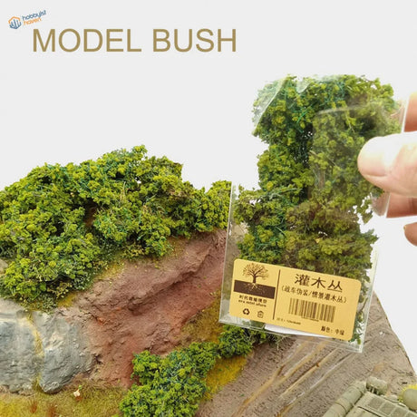 Green dense miniature bush with realistic foliage for dioramas