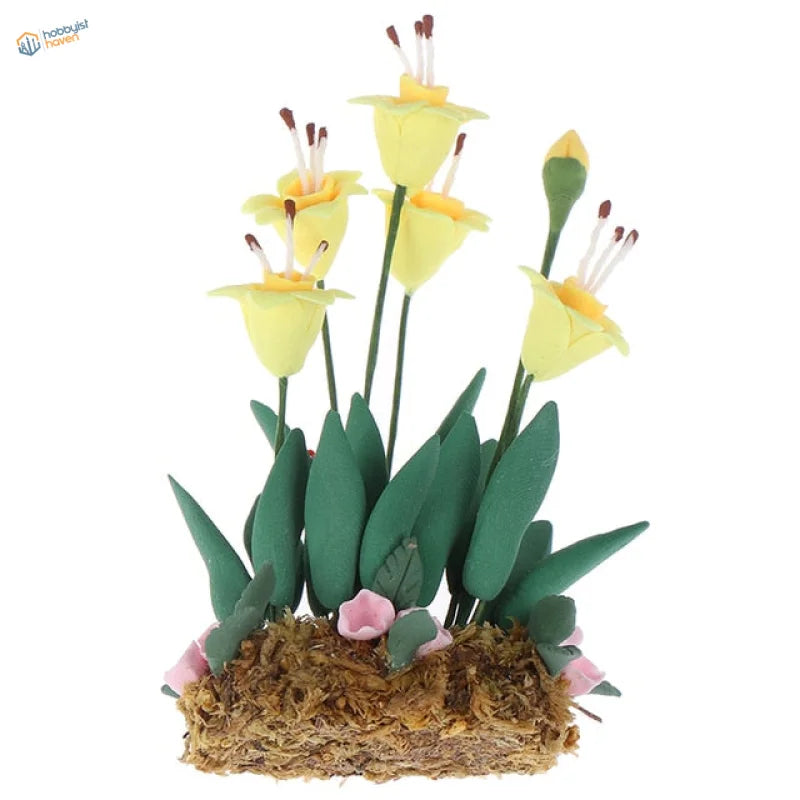 Exquisite miniature yellow green flowers for dioramas dollhouses