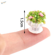 Exquisite miniature white ceramic planter with floral detailing for dioramas