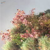Miniature pink leaves with dried pink purple hydrangeas moss vines