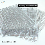 Miniature railing silver metal fence model kit in 1:25, 1:30, 1:50 scales
