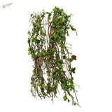 Miniature resin vine with lush cascading green leaves and brown stems