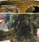 Miniature roots vine on mossy stone arch bridge for model scenery