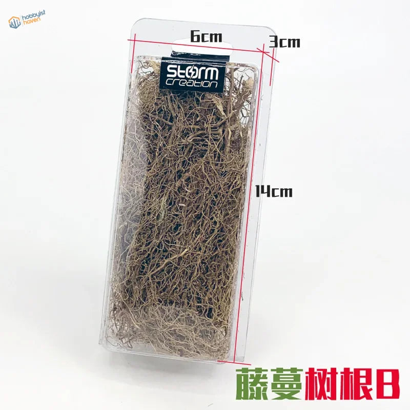 Miniature Vine Tree Roots package with brown fibrous mossy vine tree roots