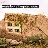 Miniature vine tree roots model with detailed brown green foliage on tan walls