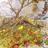 Mixed static grass and leaf flock for dioramas