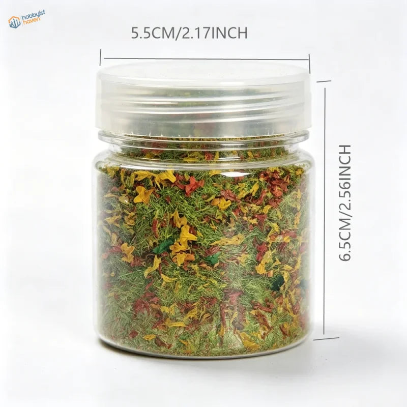 Mixed static grass and leaf flock for dioramas