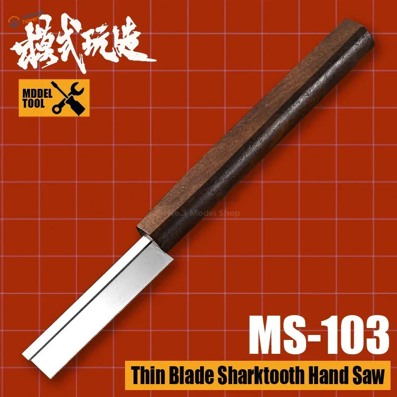 Shi modeling backsaw with thin blade sharktooth edge and wooden handle