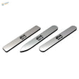 Shi tools glass file: three sleek stainless steel shirt pressers with Japanese characters