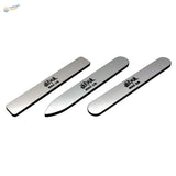 Shi tools glass file: three sleek stainless steel shirt pressers with Japanese characters