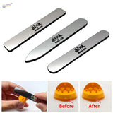 Shi tools glass file: 3 stainless steel shirt collar pressers with yellow base